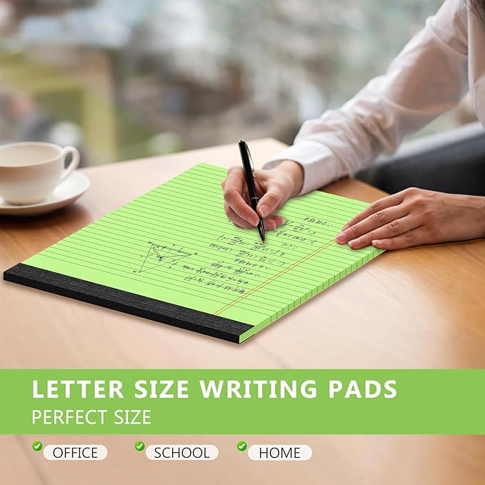 Legal Pads 8.5 x 11, Note Pads 8.5 x 11, Wide Ruled Paper, 4 Pack Colored Legal Pads, Pink Writing Pad, Multicolor Notepad with Sturdy White Back, 30 Sheets/Pad, Lined Paper Writing Paper Tablets