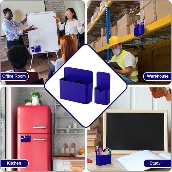 Magnetic Pen Holder,2 Pack Magnetic Dry Erase Marker Holder with Generous Compartments,Strong Magnet Storage Marker Pen Pencil Organizer for Refrigerator,Whiteboard,Locker Accessories