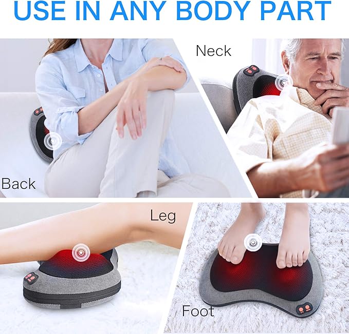 Papillon Shiatsu Back and Neck Massager with Heat, Deep Tissue Kneading,Electric Massage Pillow for Back,Shoulders,Legs,Foot,Body Muscle Pain Relief,Use at Home,Car,Office