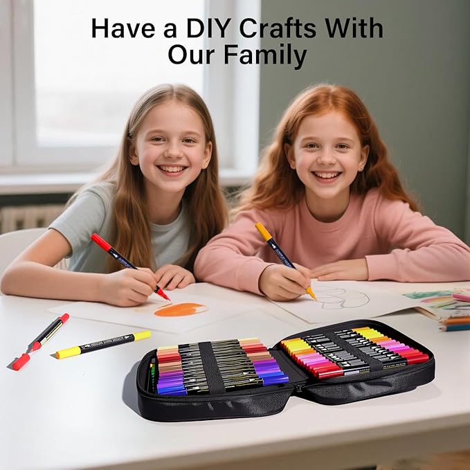 Acrylic Paint Pens, Dual Tip 60 Acrylic Markers with Brush Tip and Fine Tip, Art Supplies for Rock Painting, Wood, Canvas, Glass, Stone, DIY Crafts Drawing Kit with Bag