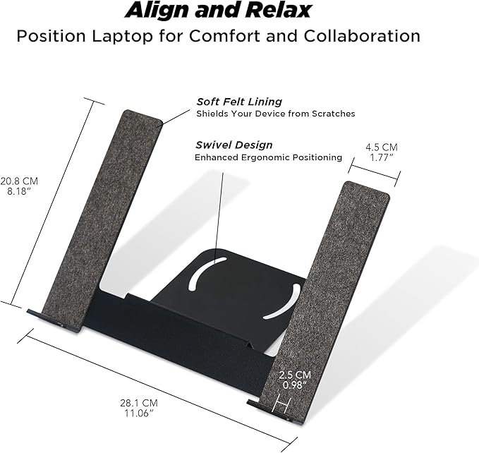 Moodular Add-ons Laptop Tray Stand [Accessory Only - Requires Moodular Wooden Monitor Stand Slide Rails for Use] Black MSA-LT