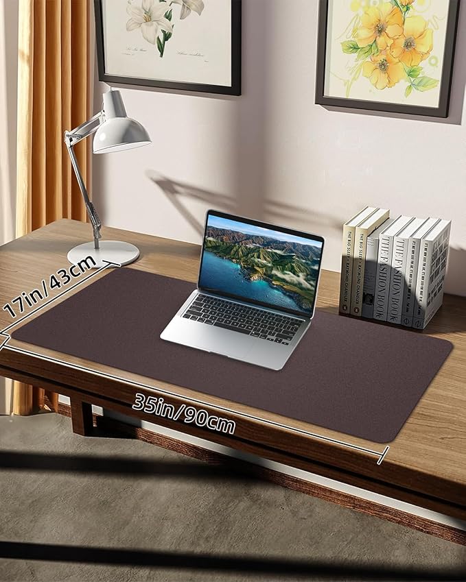 Non-Slip Desk mat,PULeather Desk Pad Protector, Office Desk Mat, Large Mouse Pad,Desk Blotter, Laptop Desk Pad, Waterproof Desk Writing Pad for Office and Home (Coffee, 35.4" x 17")