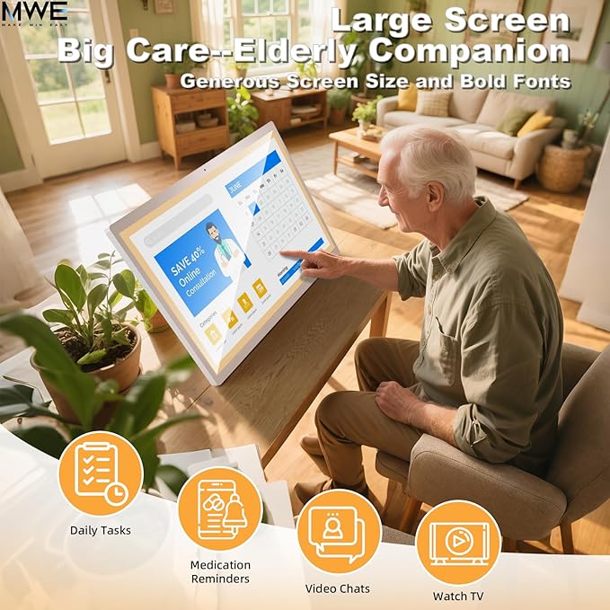 MWE 32 Inch Touchscreen Digital Calendar, Wall Planner, Desktop Smart Electronic Calendar, 8GB+128GB Android 13, Supports Google Play Apps, Office Desk Assistant & Family Schedules, Wall/Desk Stand