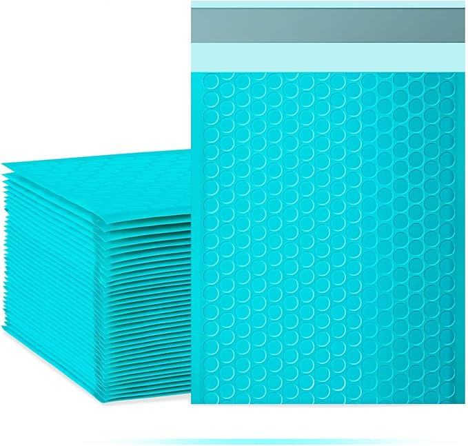packbabol Bubble Mailers, 8.5x11 Inch Poly Padded Bubble Mailers Pack of 50 Bubble Envelopes Opaque Self Seal Adhesive Waterproof Bags for Shipping and Packaging (Teal)