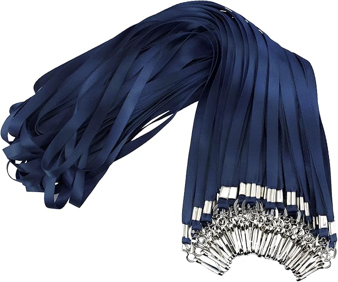Navy Blue Lanyards Bulk 50 packs Lanyards for ID Badges,Lanyards with Swivel Hook Clips for Name Tag Lanyard ID Holder