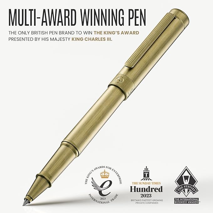Scriveiner Bronze Rollerball Pen - Stunning Luxury Pen, Schmidt Ink Refill, Best Roller Ball Gift Set for Men & Women, Professional, Executive Office, Nice Pens