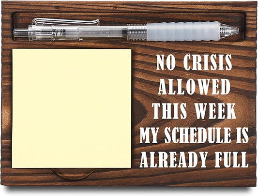 Funny Boss Gifts, Funny Home Office Desk Decor Boss's Day Gifts, Sticky Note Holder, Post-it Note Dispenser for Desk, Wooden Post-it Note & Pen Holder 6.5" x 4.7" - FTA105