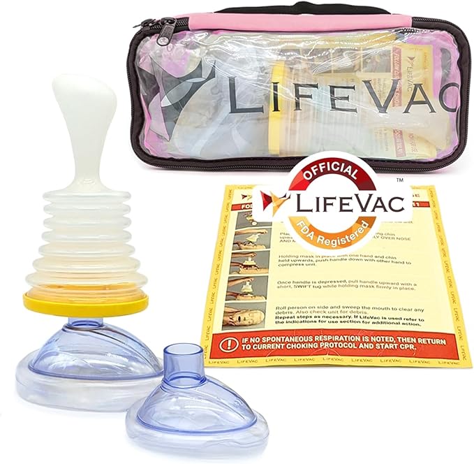 LifeVac Pink Travel Kit - Portable Suction Rescue Device, First Aid Kit for Kids and Adults, Portable Airway Suction Device for Children and Adults