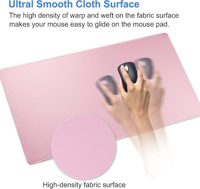 Large Gaming Mouse Pad with Stitched Edges,[27.5x11.8In] Extended Mouse Pad with Non-Slip Natural Rubber Base for Gamer/Desktop/Office/Home (70x30 Pinkus)