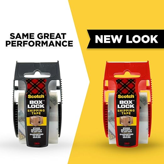 Scotch Box Lock Packaging Tape, 1 Roll with Dispenser, 1.88 in x 800 in, Extreme Grip, Sticks Instantly to Any Box (195)