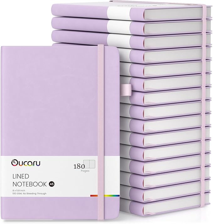 Lined Journal Notebook, 16 Pack, 180 Pages, A5 Journals for Writing, 100 GSM Thick Paper, Small Notebooks Daily Journal for Women Men Work, Business, School, Travel Supplies