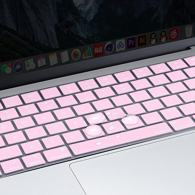 MOSISO Keyboard Cover Skin Compatible with MacBook Air 15 inch M3 A3114 M2 A2941/Air 13.6 A3113 A2681/Pro 14/16 M4 M3 M2 M1, Dusty Pink