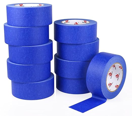 BOMEI PACK 10 Rolls Painters Tape 2 inch Wide, Painter's Tape Blue Masking Tape 2 inch x 55 Yards for Walls Painting, Home Improvement and School Projects, Total 550 Yards