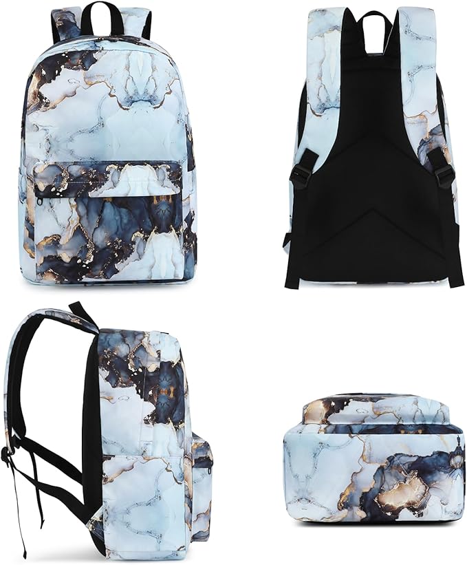 Marble School Backpack for Teens Girls, Womens College Bookbags Laptop Backpacks