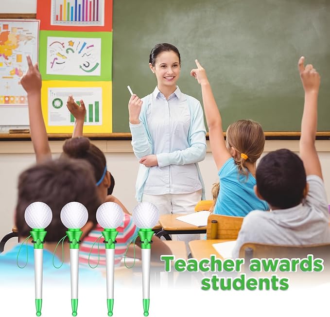 Lincia 24 Pcs Sport Funny Pen Hoop Ballpoint Novelty Bulk Plastic Sports Soccer Basketball Baseball Football Tennis Golf Themed Pen for Birthday Party School Award Party Favor Supplies(Golf)