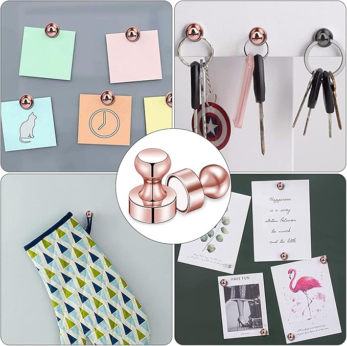LOVIMAG Fridge Magnets 20Pcs Refrigerator Whiteboard Small Strong Magnet Classroom Kitchen Accessories Decorative Locker Set Decor Must Haves Office Calendar Refrigerador Magnetic Cute Rose Gold