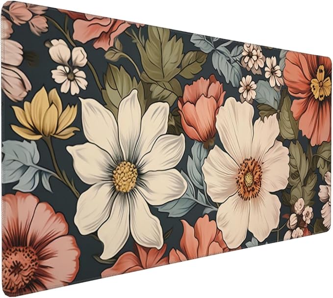 35.4 x 15.7 in, Waterproof XXL Large Mouse Pad for Desk, Extended Keyboard Mouse Mat for Computer Office, Big Laptop Mouse pad, Gaming Pc-Vintage Summer Florals