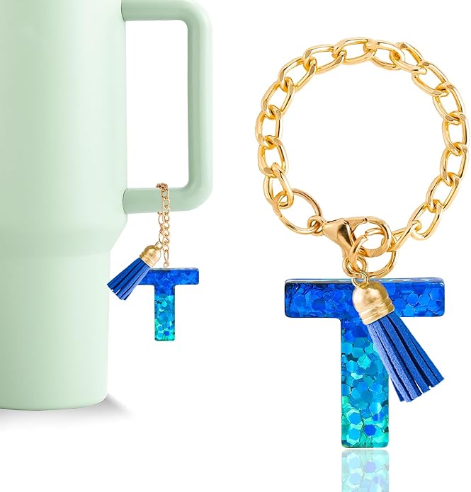 Letter Charm Accessories for Stanley Cup 1 PCS Cute Initial Keychain Handle Charm for Stanley Tumbler for Women