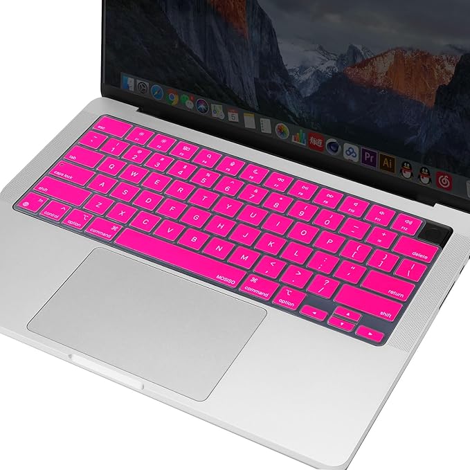 MOSISO Keyboard Cover Skin Compatible with MacBook Air 15 inch M3 A3114 M2 A2941/Air 13.6 A3113 A2681/Pro 14/16 M4 M3 M2 M1, Bright Rose