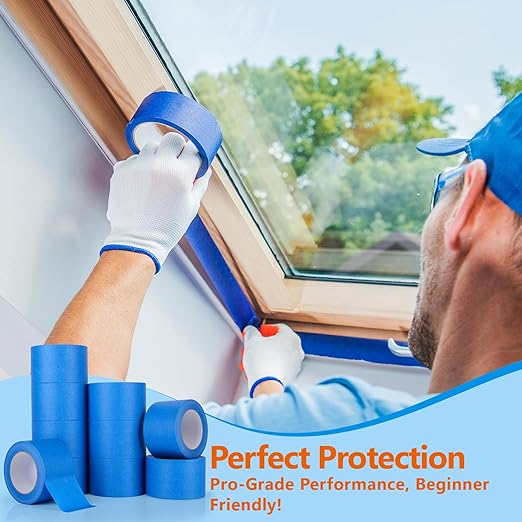 NEOACT 10 Rolls Blue Painters Tape 3 Inches, 55 Yards Multi-Surface Masking Tape Bulk Blue Wide Roll,No Residue Painters Tape for Wall Painting,Packing,DIY Crafts,3 Inch x 55 Yards(550 Yards Total)
