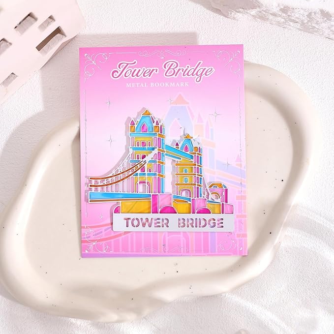 Metal Bookmarks with Transparent Design - Tower Bridge Book Mark for Readers, Aesthetic Book Markers for Kids, Teens, Teachers, Students, Gifts for Book Lovers, Writers, Reading Women & Men