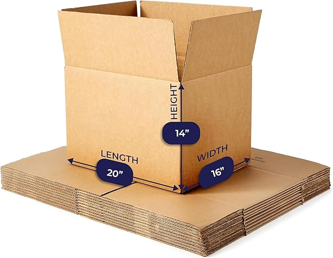 12 Pack Sturdy Cardboard Moving Boxes 20x16x14 – Durable Shipping, Packing, and Medium Storage Boxes for Long-Distance Moves – Versatile Moving Supplies for Packing and Shipping Needs