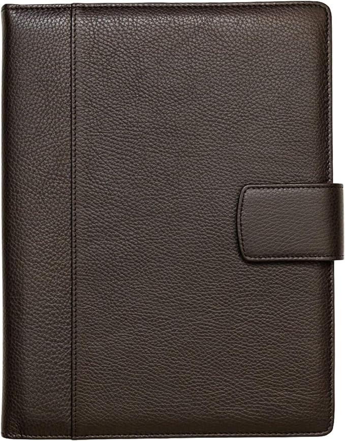Maruse Italian Leather Executive Padfolio, Folder Organizer with Magnetic Closure and Writing Pad, Handmade in Italy, Dark Brown