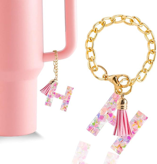 Letter Charm Accessories for Stanley Cup 1 PCS Cute Initial Keychain Handle Charm for Stanley Tumbler for Women