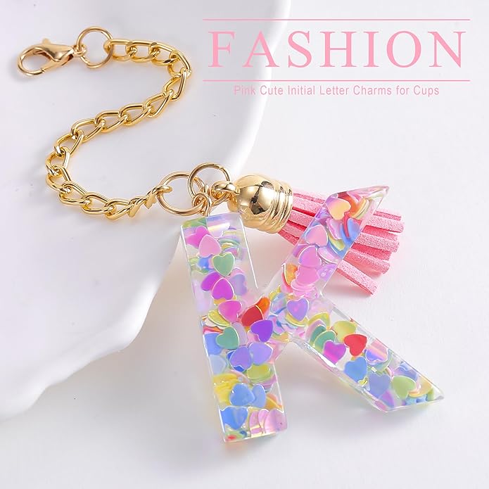 Letter Charm Accessories for Stanley Cup 1 PCS Cute Initial Keychain Handle Charm for Stanley Tumbler for Women