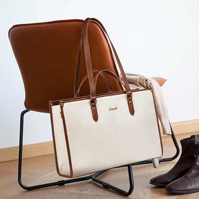 LOVEVOOK Laptop Bag for Women,15.6 inch Work Bags with Clutch, Vintage Leather Laptop Tote Bag,Computer Bag Laptop Purse, Briefcase Tote Bag Shoulder Bag Handbag for Business Office Teacher