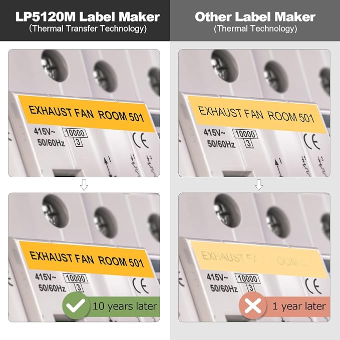 SUPVAN LP5120M Label Maker Machine with Keyboard & AC Adapter, Waterproof Thermal Transfer Label Printer with Ik+ Icons for Garage, Home, Office Organization