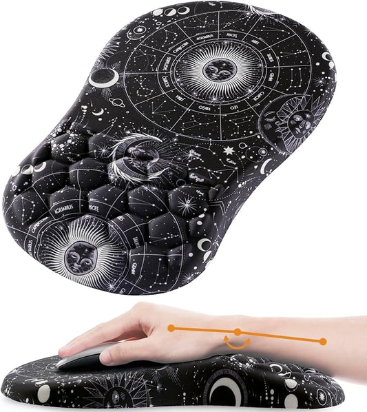 Mouse Pad Wrist Support, Ergonomic Mouse Pad with Wrist Rest, Comfortable Computer Mouse Pad for Laptop, Pain Relief Mousepad with Non-Slip PU Base Sun Moon