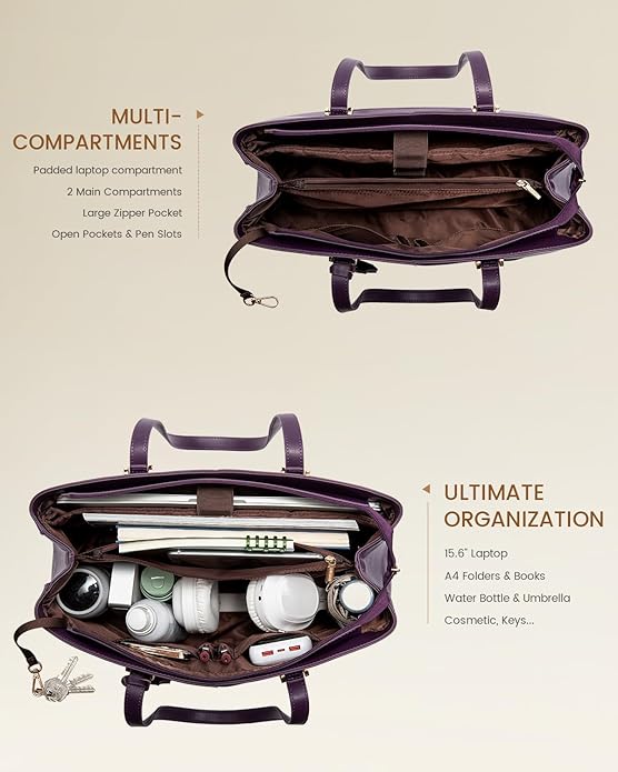 LOVEVOOK Laptop Tote Bag for Women, Work Bags Teacher Tote Bag, Leather Computer Bag Purses Handbag Professional Briefcase