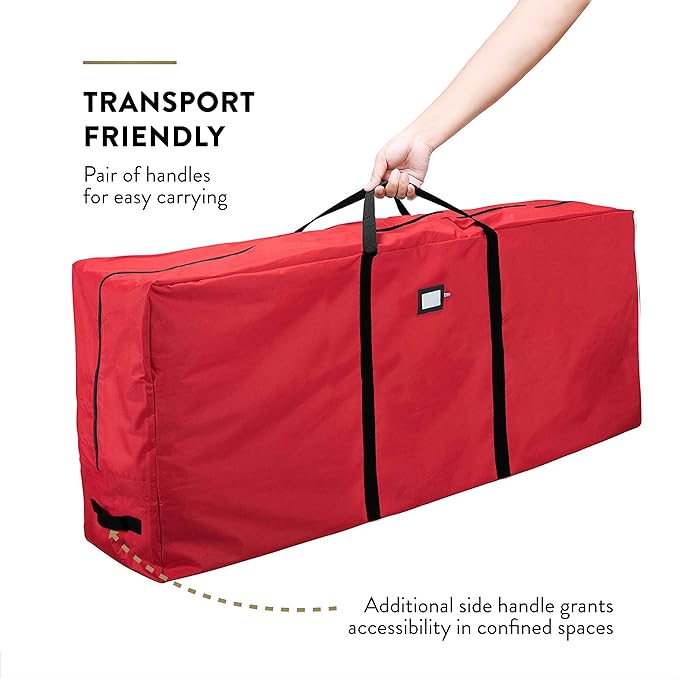 Zober Christmas Tree Storage Bag - Fits 7.5 Ft Artificial Trees - Tear Proof 600D Oxford Fabric Waterproof Christmas Tree Bag For Storage Box For Xmas - Strong, Durable Handles - Card Slot - Red