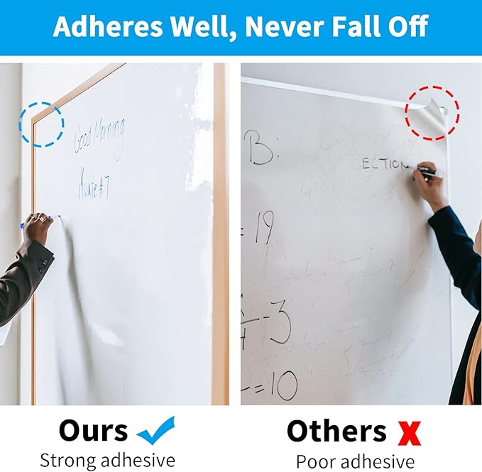 AFMAT WS40 Whiteboard Sticker, 17.3" x 36" Dry Erase Wallpaper, Peel and Stick White Board for Wall, Stain-Proof Whiteboard Contact Paper Roll, Dry Erase Board Stick on for Office/Classroom, 1 Marker