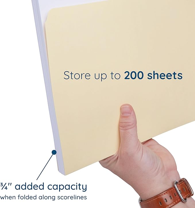 100 Blue Summit Supplies Heavy Duty File Folders Letter Size with 1/3 Cut Reinforced Tabs, Thick 14pt Manila Paper, Heavy Duty Manila Folders for Office, Home, or Classroom
