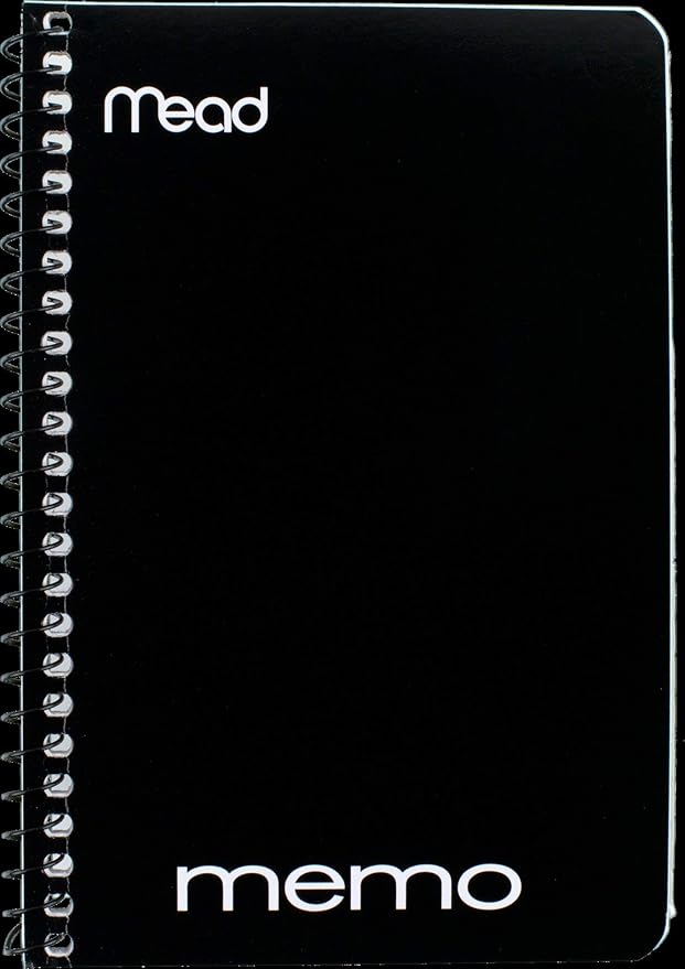 Mead Memo Pads, 8 Pack, Lined College Ruled Paper, Pocket Notebook, Small Spiral Notebooks for Home Office Accessories, School Mini Note Pads, 60 Sheets, 5" x 3", Blue, Black, Red, Green (73605)