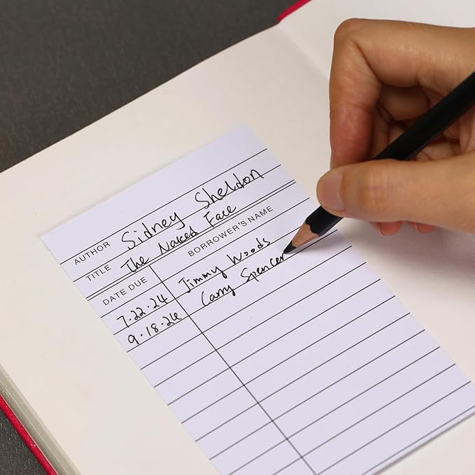 Library Cards, Checkout Catalog Book Card, Library Checkout Index Card, Due Date Notecard for Record Keeping (3x5 in,200 Count)