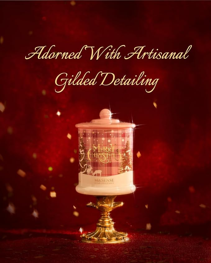 M&SENSE Winter Candles Frosted Rose Scented, 12.7oz 75 Hours Clean Burn, Non Toxic Soy Wax 2 Wick, Luxury Christmas Holiday Gifts for Women, Decorative Jar Candles for Home