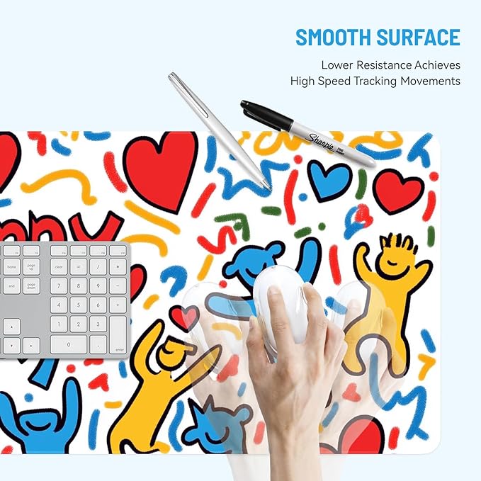 Mousepad Desk Mat Gaming Large Keyboard Cute Office Desktop Computer Laptop XXL Long Big Kawaii Aesthetic Girly Pretty Design Women Girl Gamer Oversized Wide 30x12'' Mousepad, Happy Day