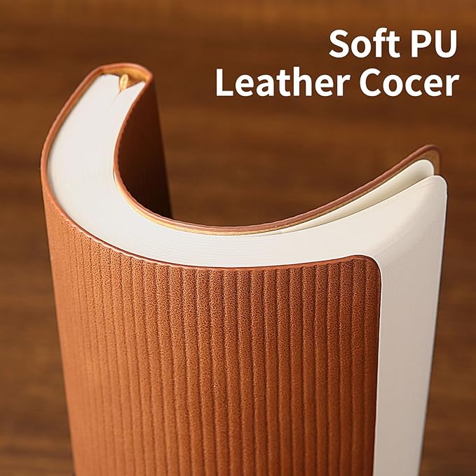 Lined Journal Notebook for Work College Ruled Note Book 5.79"x8.27" A5 PU Leather Daily Journaling 216 Pages for Women Men Writing Home School Supplies Business (Brown)