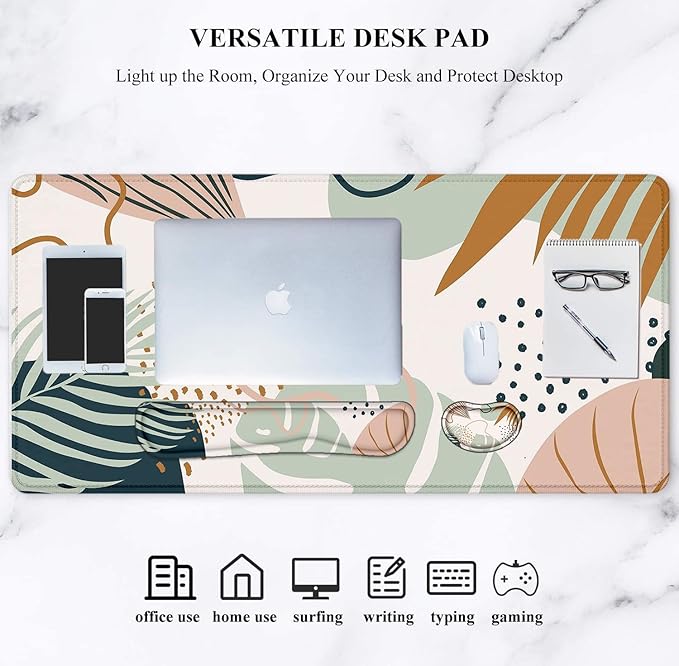 Lateefah Desk Mat, Mouse Pad with Wrist Rest, 4-in-1 Large Mouse Pads for Desk, Ergonomic Mouse Pad and Keyboard Wrist Rest Gaming Keyboard Mat for Office, Home