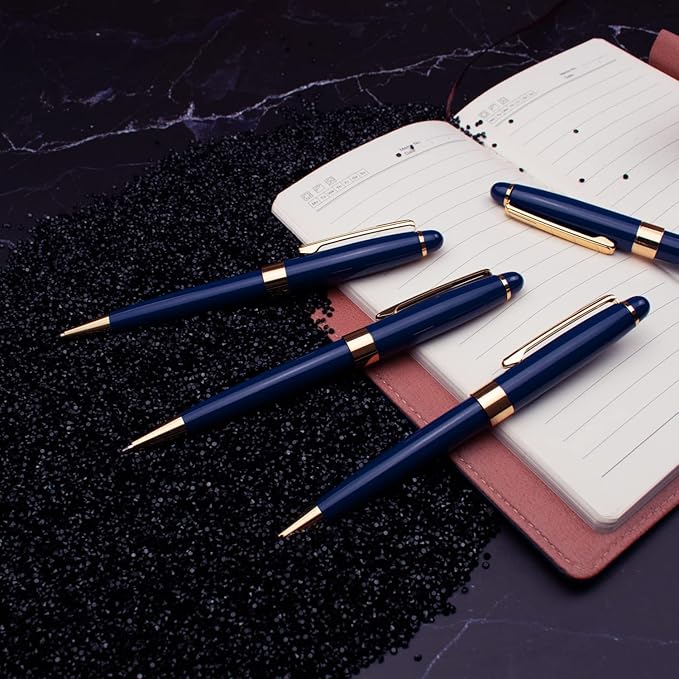 Ancolo Personalized Fancy Pens Quality Advertising Buesiness Gift Office Writing Set- Engraved with Your Message Name Company Team Name, Phone Number Perfect for Business Men 5 Pens/BOX