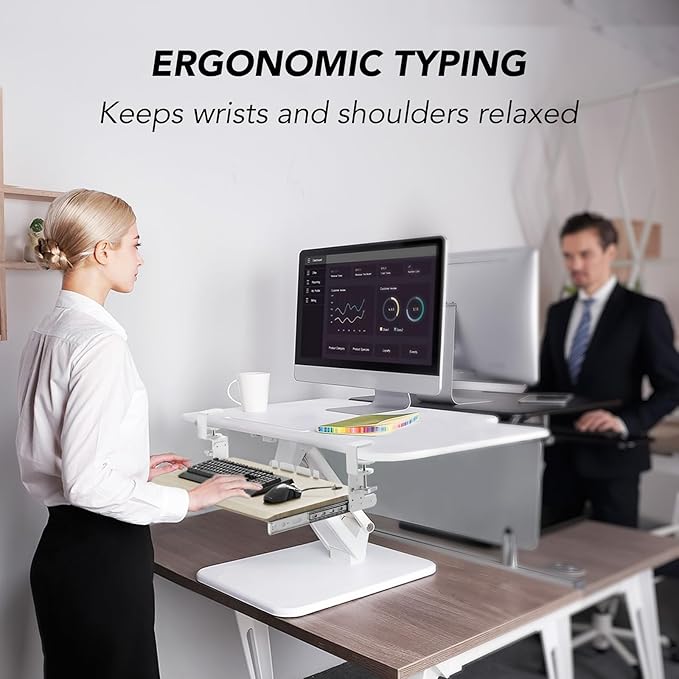 AX WABER Keyboard Tray Under Desk Pull Out with Extra Sturdy C Clamp Mount System, 27.3 (32.5 inch Including Clamps) x 11 Inch Slide-Out Platform Computer Drawer for Typing Grain AX01WG01