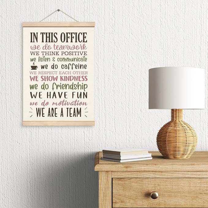 Office Quote Sayings Wooden Poster Hanger, We Are A Team Office Signs Decor, Human Resources Office Decor For Wall, Motivational Wall Hanging, In This Office Wall Decor, Gift For Boss, Office Rules