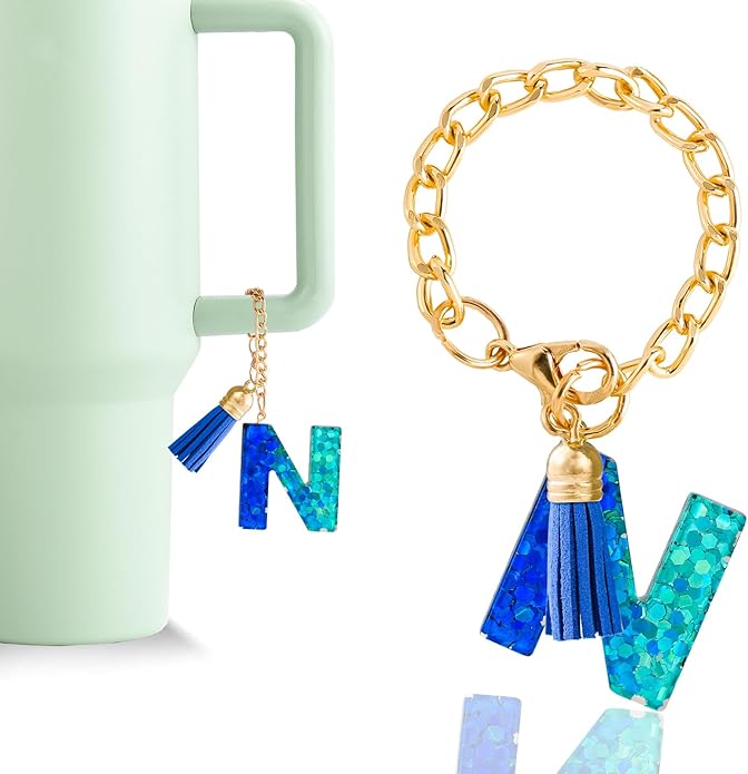 Letter Charm Accessories for Stanley Cup 1 PCS Cute Initial Keychain Handle Charm for Stanley Tumbler for Women