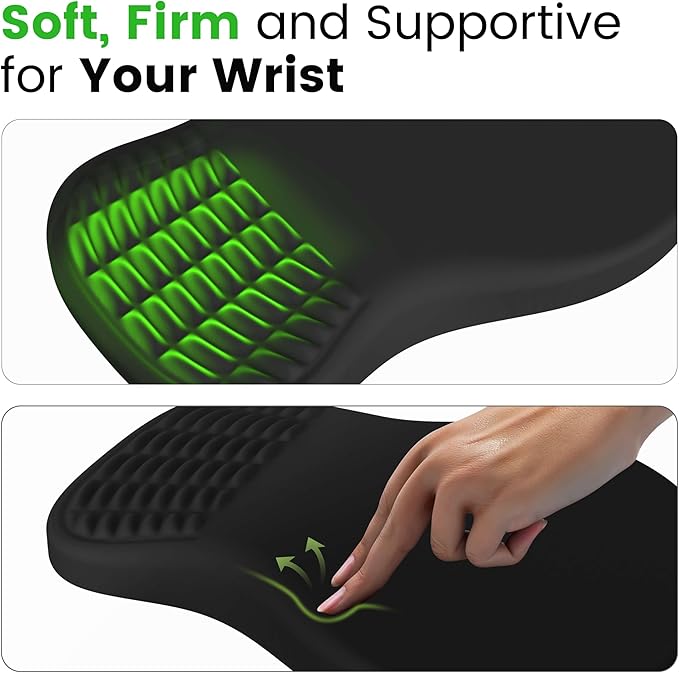 MEKASS Ergonomic Mouse Pad with Wrist Rest, Memory Foam Mousepad for Carpal Tunnel Pain Relief, Desk Computer Wrist Support Mouse Pad with Non-Slip PU Base for Office Home (Dark Gray)