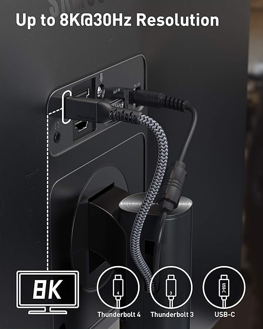 Maxonar [2 Pack 3.3FT] Thunderbolt 4 Cable, 240W Thunderbolt Cable 40Gbps Sync 8K/5K@60Hz Display and for Thunderbolt 4, Thunderbolt 3, USB4, and USB-C Devices