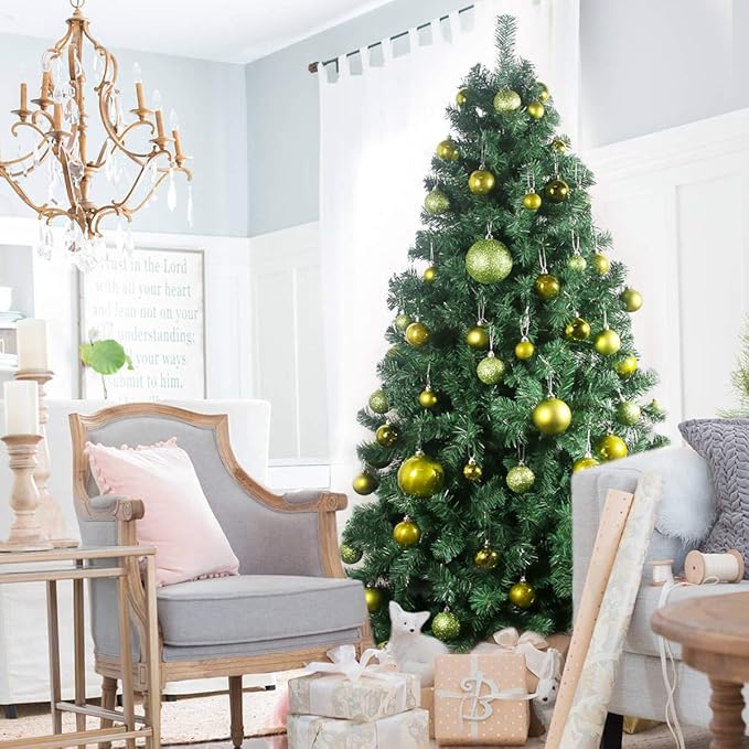 Lime Green 1.6" Small Christmas Balls Christmas Tree Decoration Ornaments Shatterproof Hanging Balls for Birthday Halloween Holiday Wedding Decorations Set of 36pcs