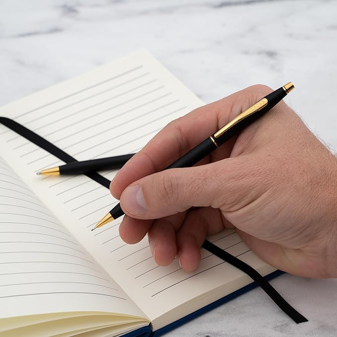 Cross Classic Century Ballpoint Pen and Pencil Set. Matte Black with Gold Trim. Iconic Gift Set